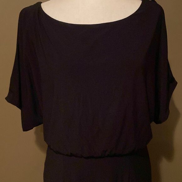 Jessica Howard Black Dress Size 8 Peek a Boo Sleeve Short Sleeve - Picture 2 of 10